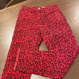 Red, leopard print jeans, size S, Adika